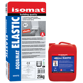 Гідроізоляційний 2-х компонентний розчин на цементній основі AQUAMAT-ELASTIC White 18kg